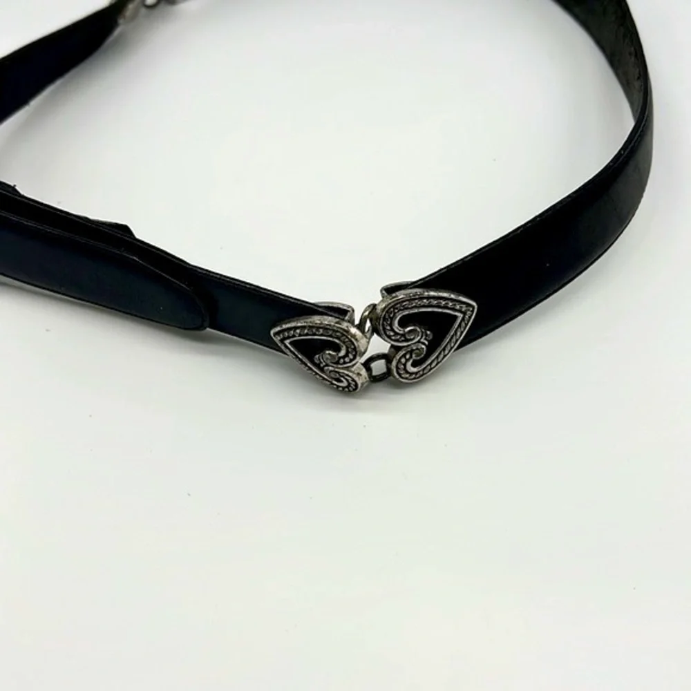 Brighton - Vintage  Leather Silver Buckle And Hearts Belt Size Medium